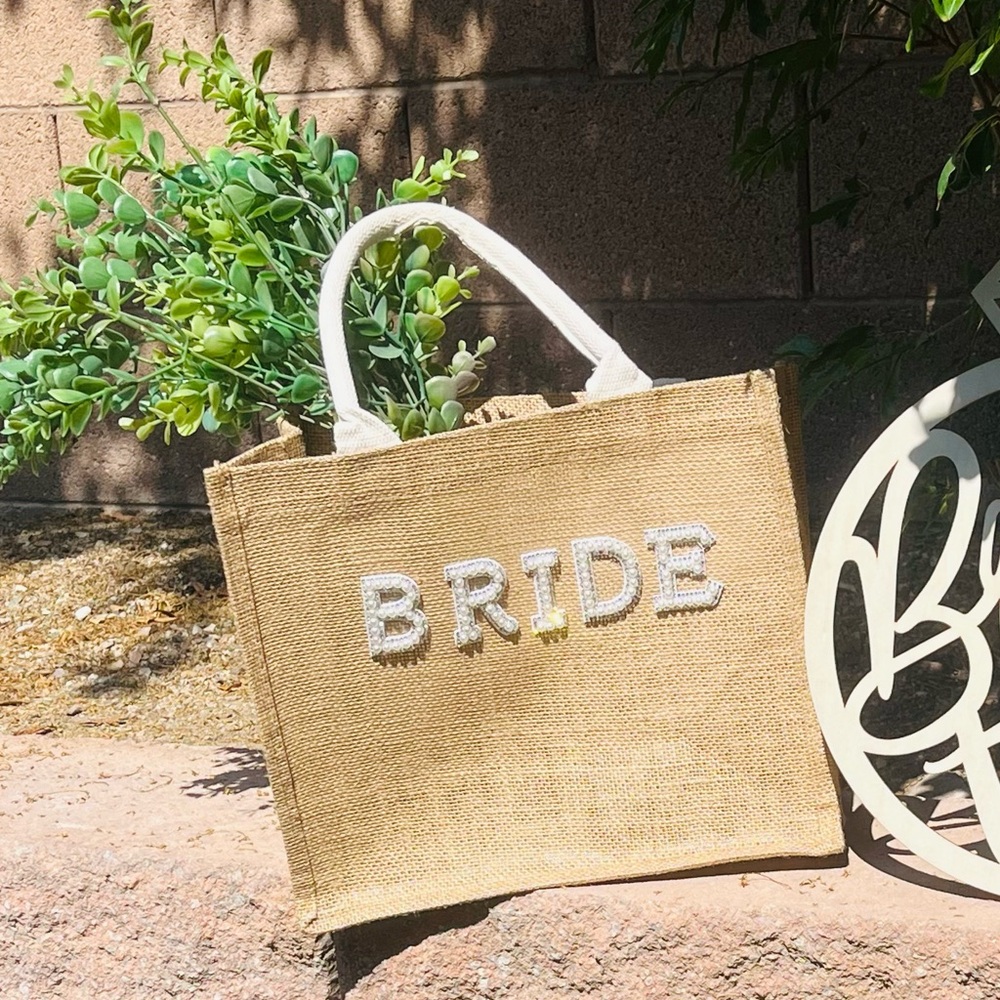 Bride Jute Tote Bag - Tan